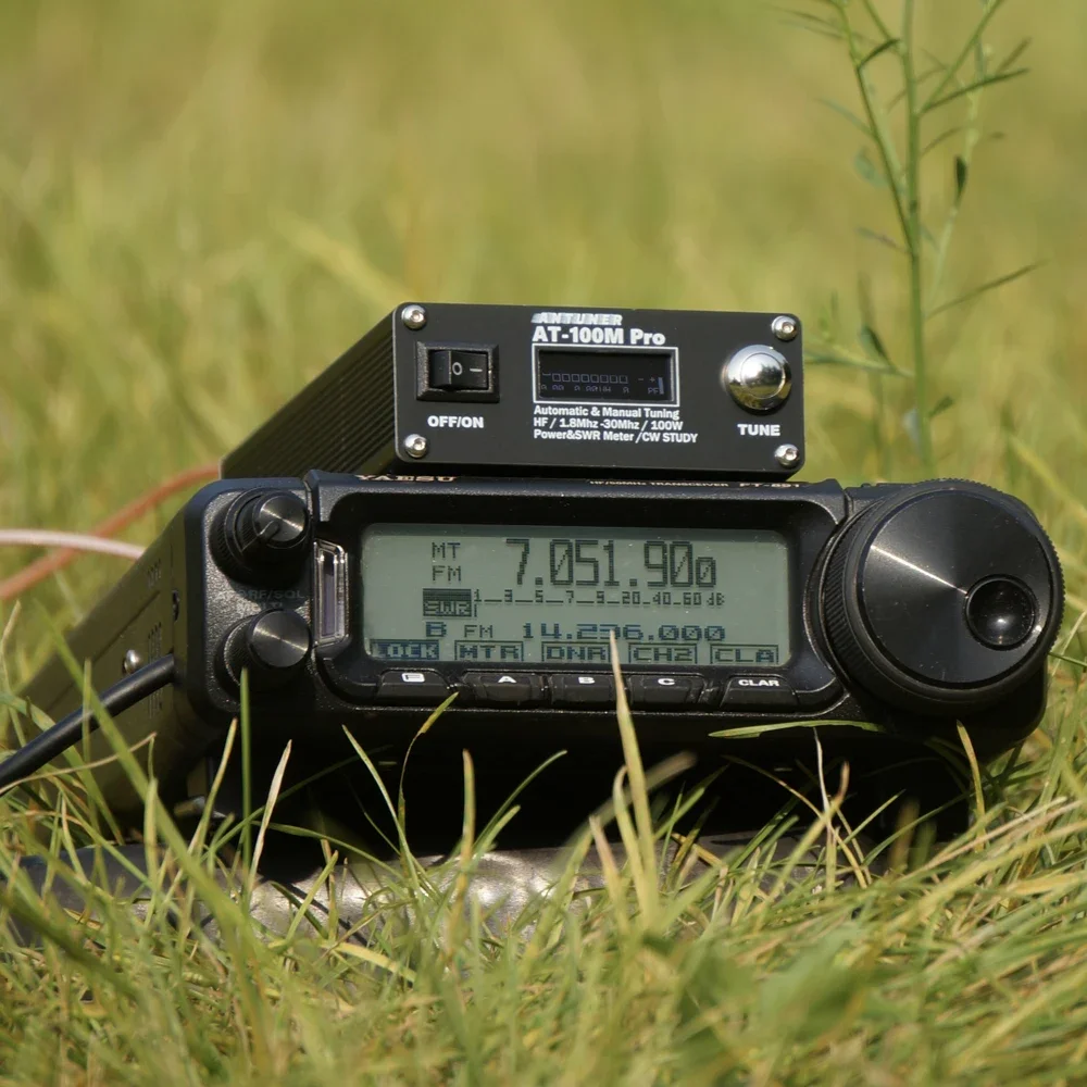 AT100M Pro antena Tuner 1.8Mhz-30Mhz automatyczne urządzenie do ręcznego dostrajania 100W moc i fale stojące miernik wielofunkcyjny