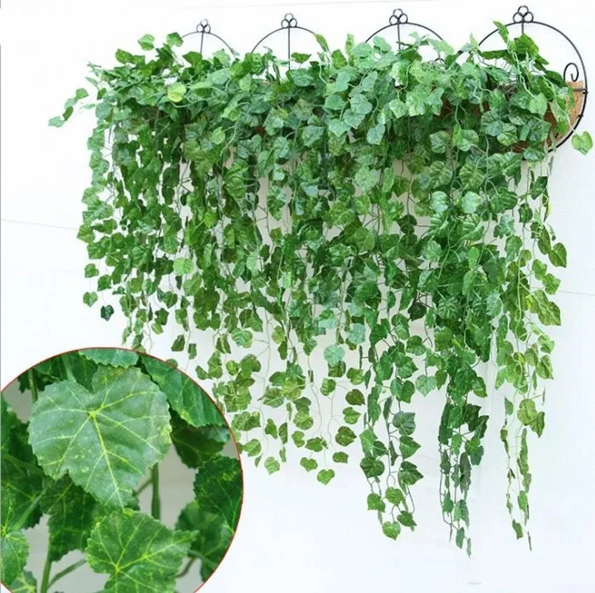 

Artificial Plant Green Ivy Leaf Garland Silk Wall Hanging Vine Wedding Party DIY Fake Wreath Leaves Home Garden Decoration