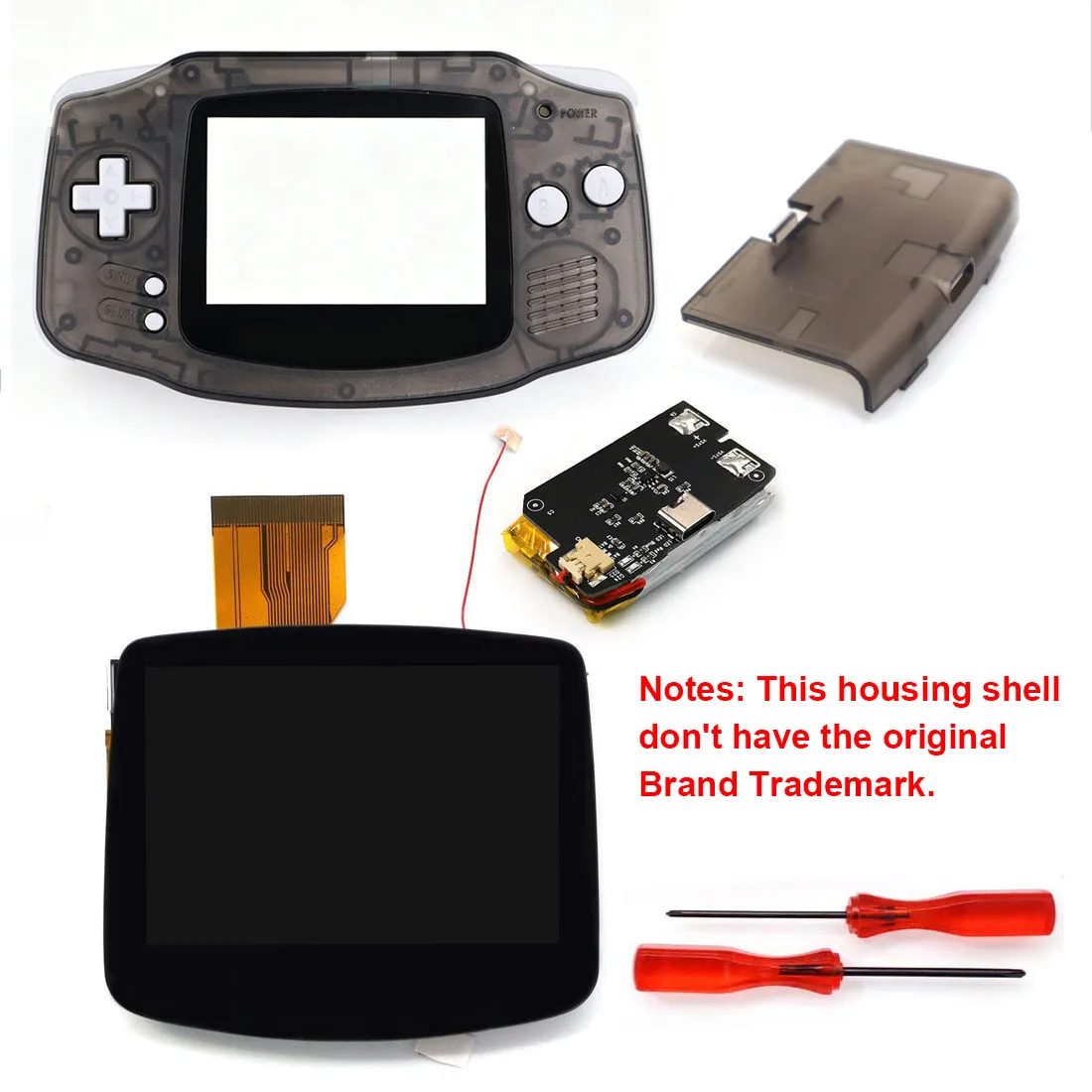 HISPEEDIDO Rechargeable for GBA V5 IPS HD 720x480 Drop-in Screen Kits No welding required Desaturation FRM OSD w/Shell image 3