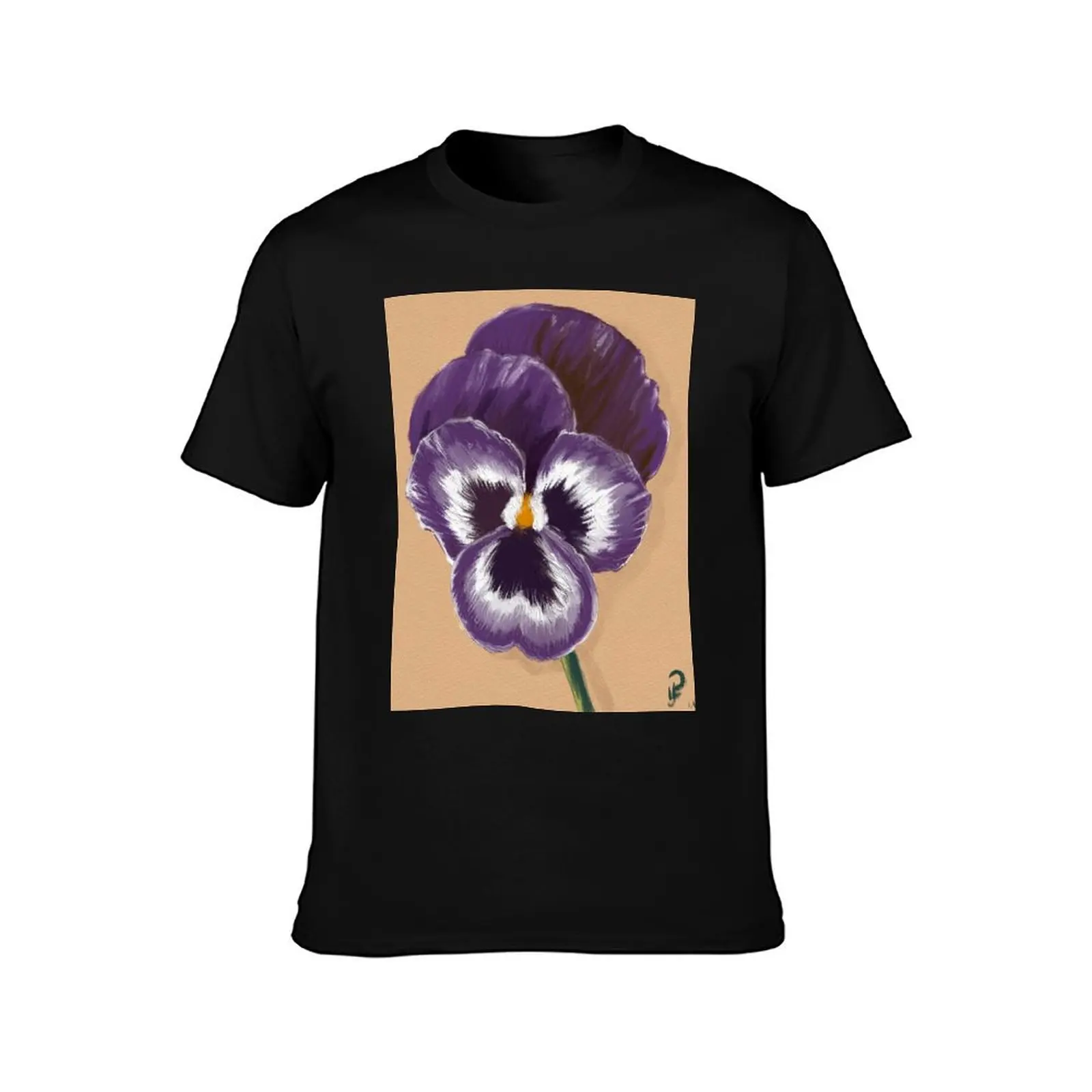 Viola in Oils T-Shirt Basic Short Sleeve Cotton Blend T-Shirt