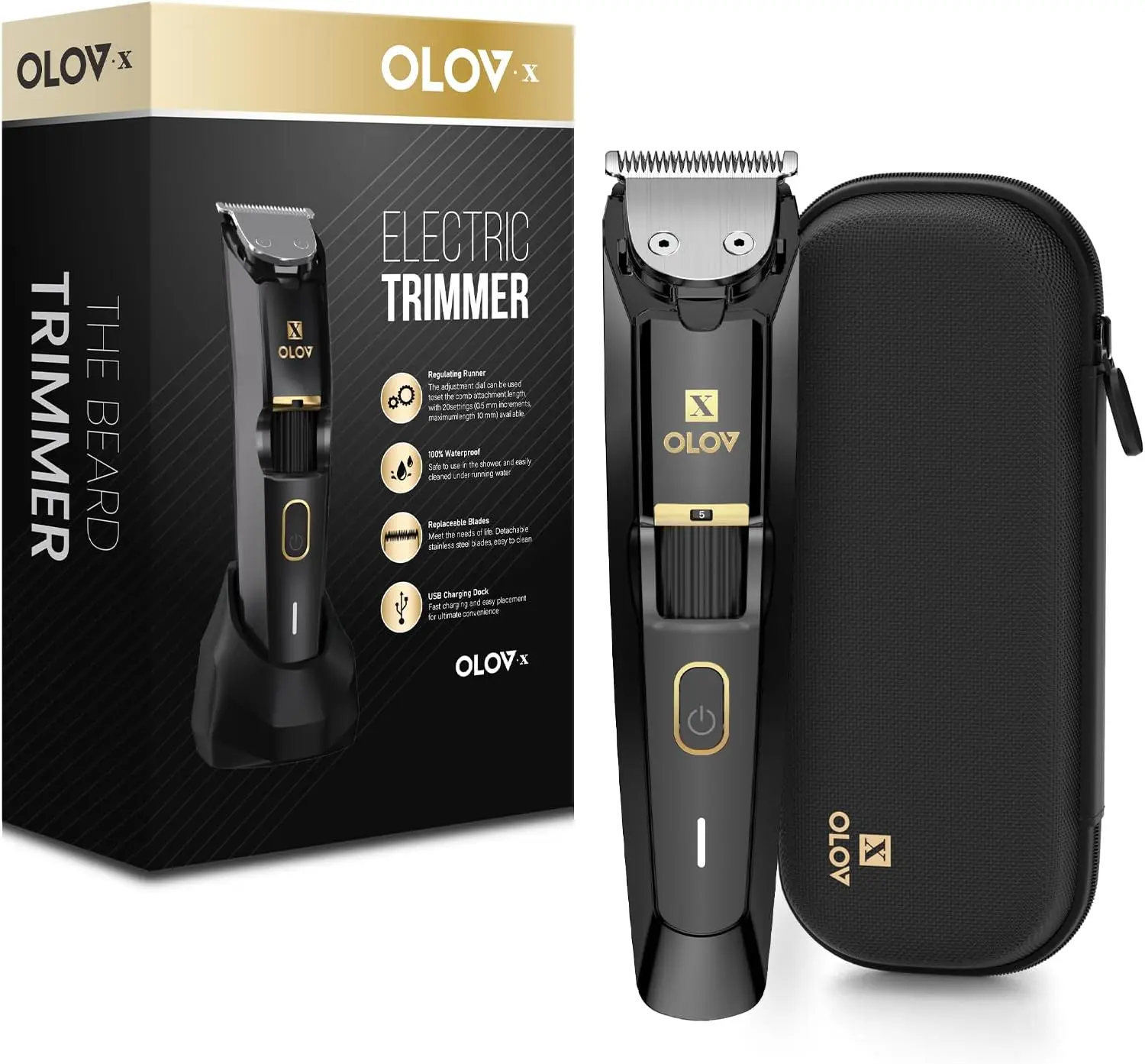 Beard Trimmer 20 Length Settings, Cordless Waterproof Wet/Dry Clipper with USB Charging