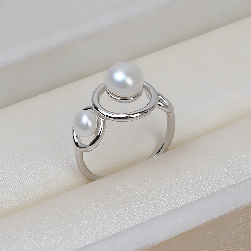 S925 Silver Adjustable Finger Ring Mountings Base Setting Findings Jewelry Accessories for 4-8mm Pearls 3pcs/lot