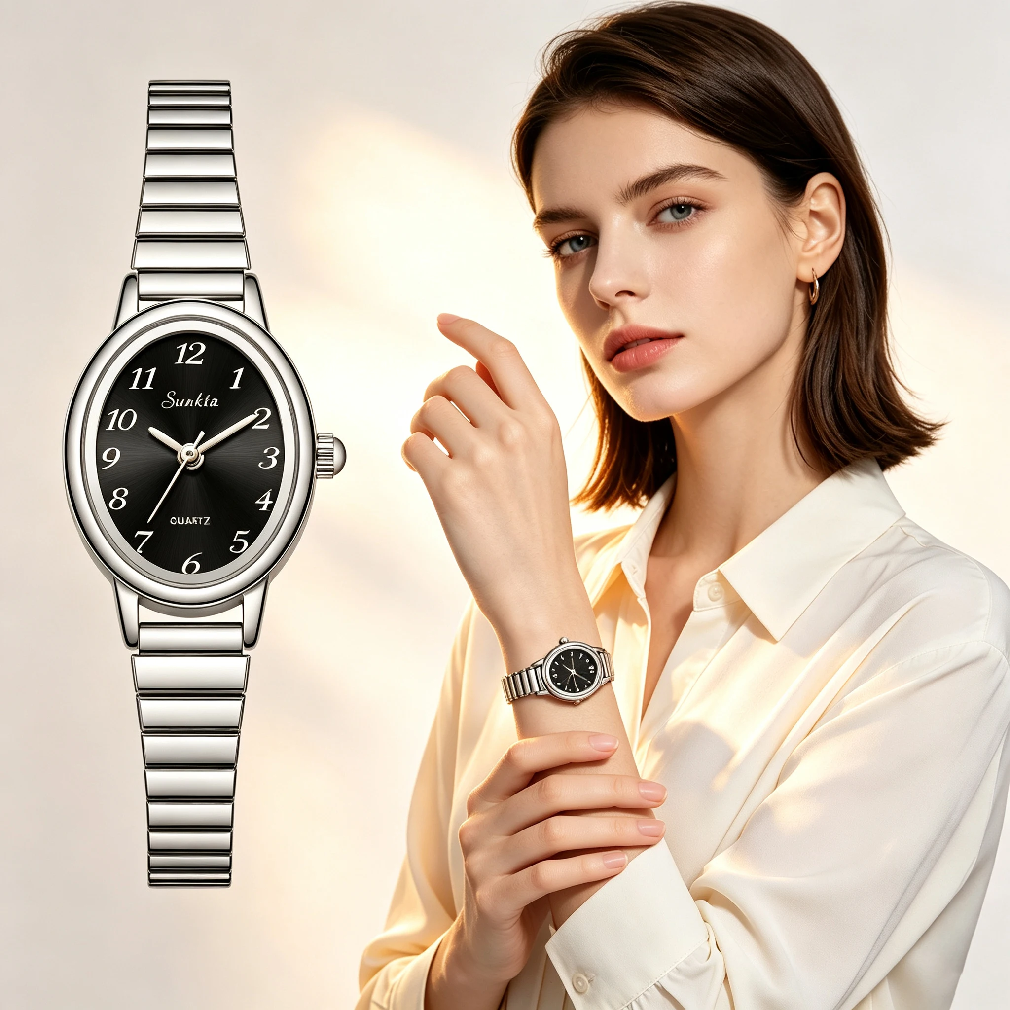 SUNKTA New Fashion Personality Style Women Watch Casual Quartz Watch Elastic Elastic Band Classic Digital Scale WristWatches Men