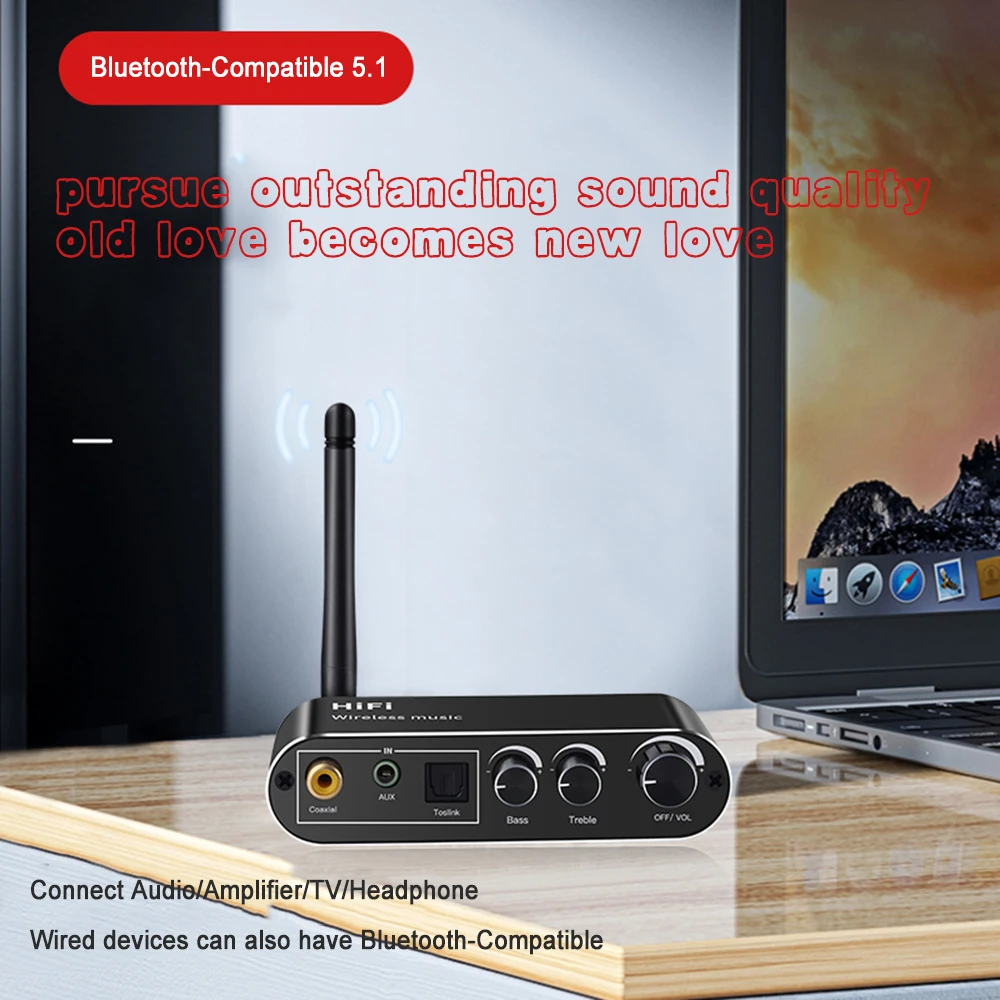 Bluetooth-compatible 5.0 Wireless Receiver Optical Fiber Coaxial Audio Decoder Converter U Disk AUX In Lossless For Computer