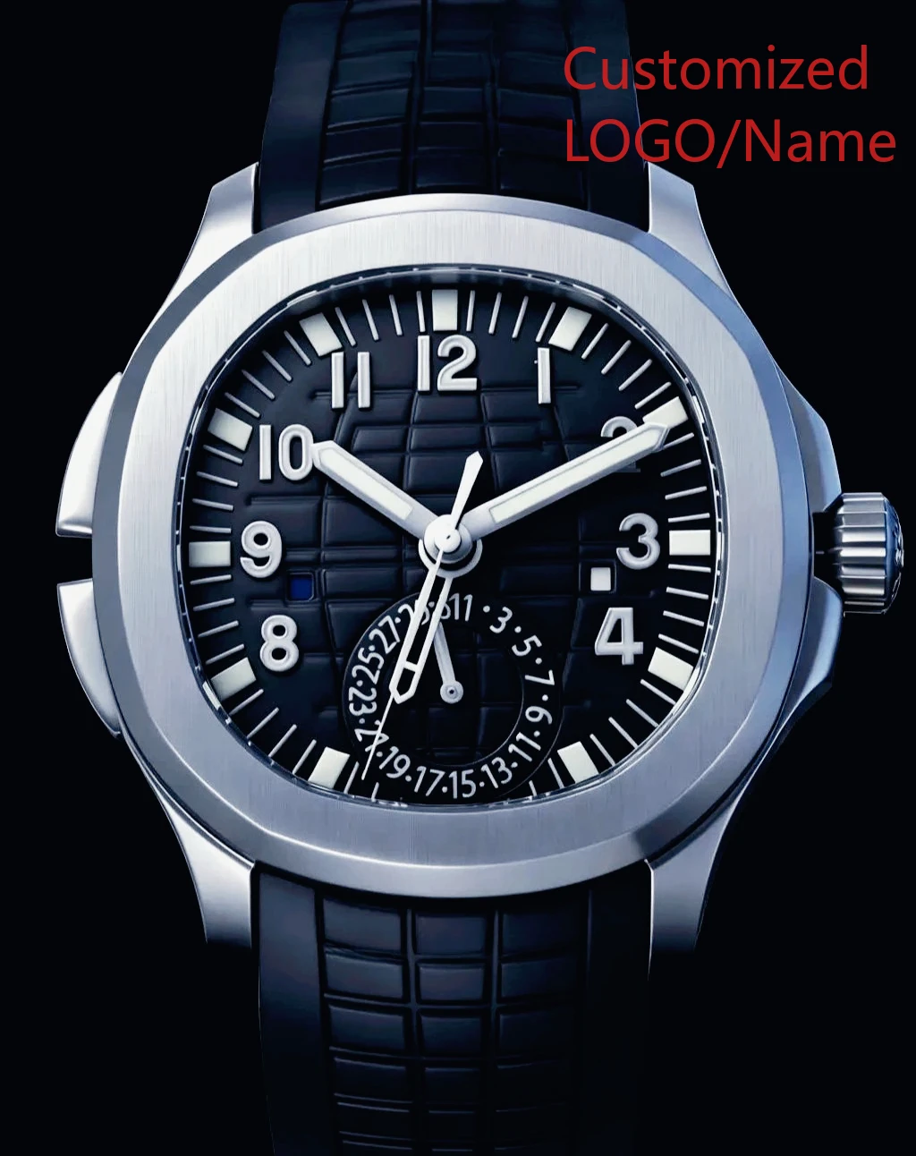 A11 Store Customized Watch 40mm Men's Sport Watch Automatic Mechanical Watches 904L Stainless Steel Black Blue Rubber view 4