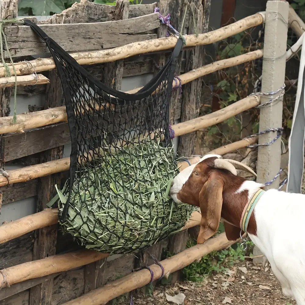 شبكة قش متينة للتغذية البطيء لعام 2025 - مناسبة للخيول والماعز، سهلة الملء، حقيبة قش بتصميم مفتوح كبير للخيول #4