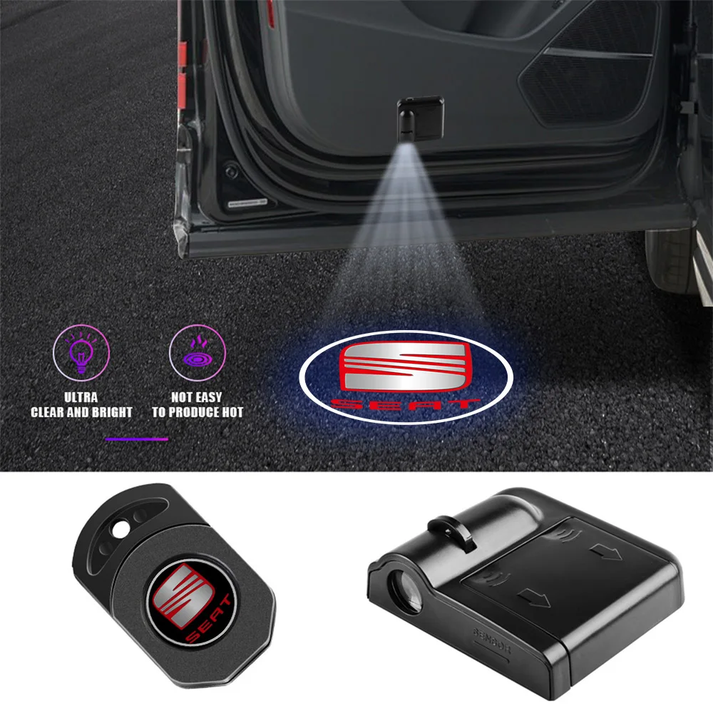 1/2Pcs Car Door Welcome Laser Led Projecto Wireless Logo Light For Seat Leon 5f 1p Ibiza 6l 6j Arosa Ateca Altea FR Arona Cupra