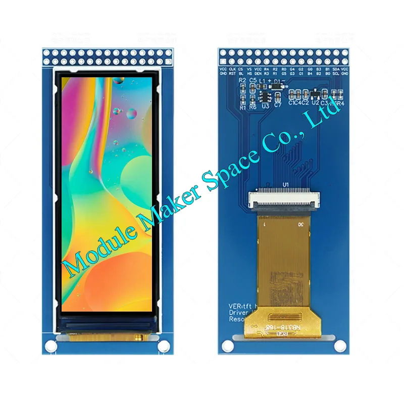 2.86 Inch 376x960 RGB Bar LCD Display, IPS Wide View Angle TFT Screen with ST7701 Controller, Color Screen Full View LCD Module
