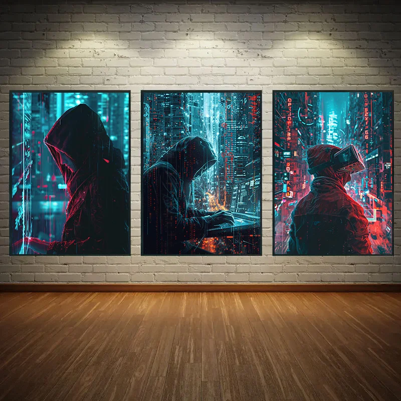 Wall Decoration Poster 1pcs Hackers Decorative Paintings Information Databases Canvas Printing Decor for Room Home Decorations