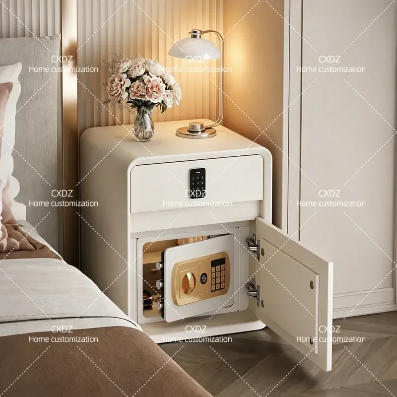 Smart Bedside Table with Integrated Safe Anti Theft Solid Wood Rack for Home Security Hidden Storage Nightstand Furniture