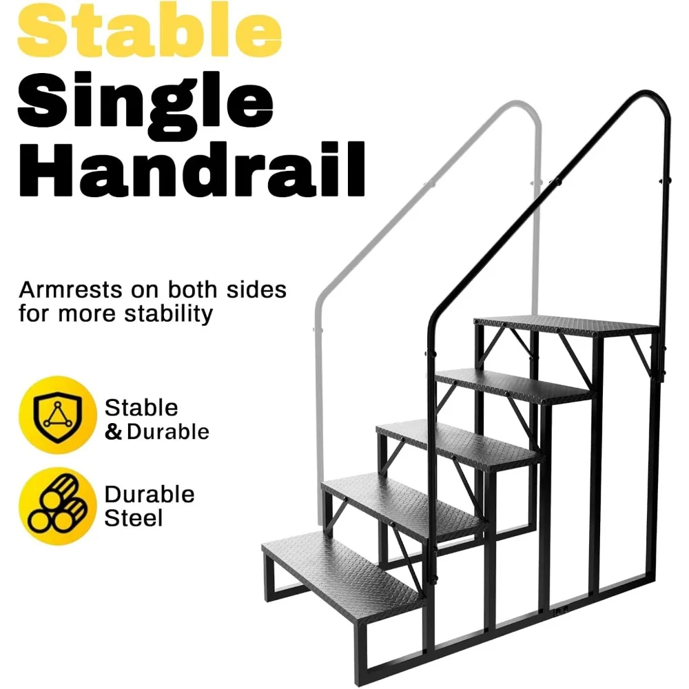 Outdoor 5-Step Hot Tub Ladder with RV-Grade Anti-Slip and Dual Handrails for Camping and Spa Access