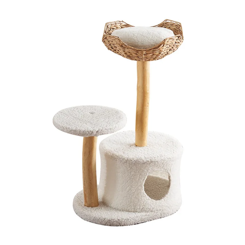 Solid wood cat jumping platform, sisal cat pillar, multi-layer space capsule
