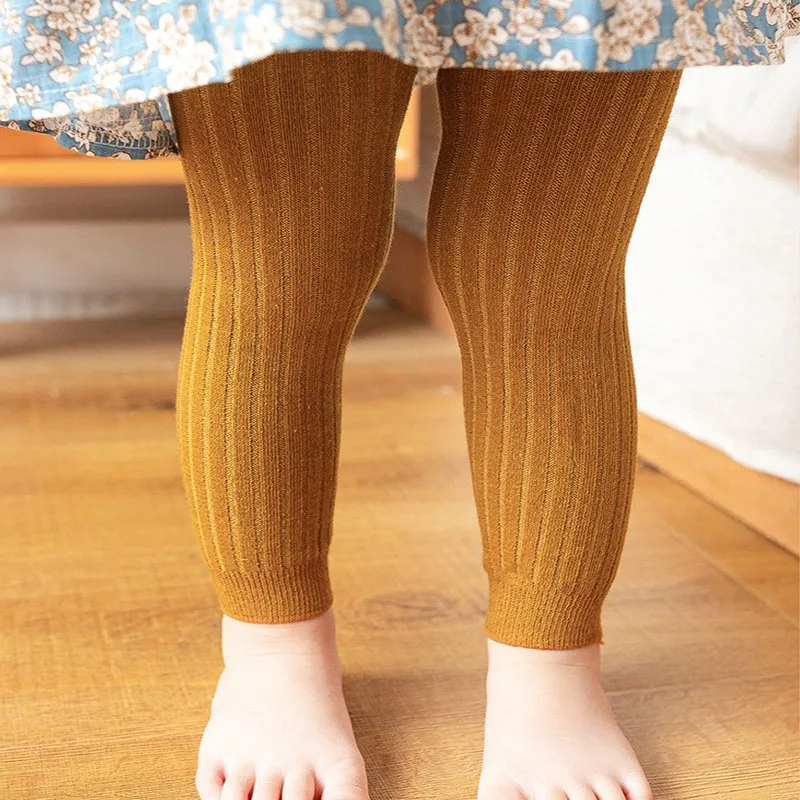 Kids Baby Girls Elastic Pantyhose Pants Leggings Tights New Children Casual Solid Cotton Stretch Knitting Trousers For 0-6 Years