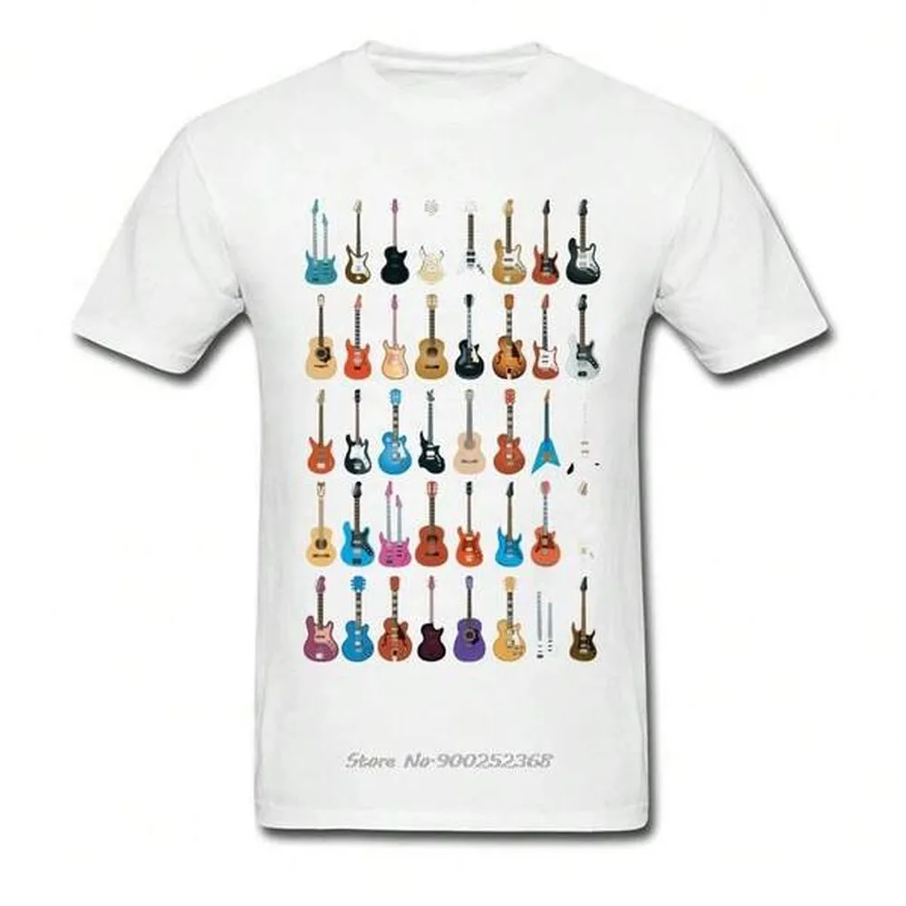 Love Guitar T-Shirt Men Different Guitars T Shirt Music Lover Funny Tshirt Swag Clothing Custom Summer Coolest Black Streetwear