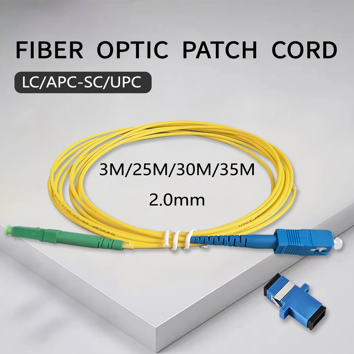 Fiber Optic Cables 3M/6M/10M/25M/30M/35M 2.0mm LC/APC-SC/UPC Indoor FTTH Simplex Core Fiber Optic Extension Cable Fibra Optica