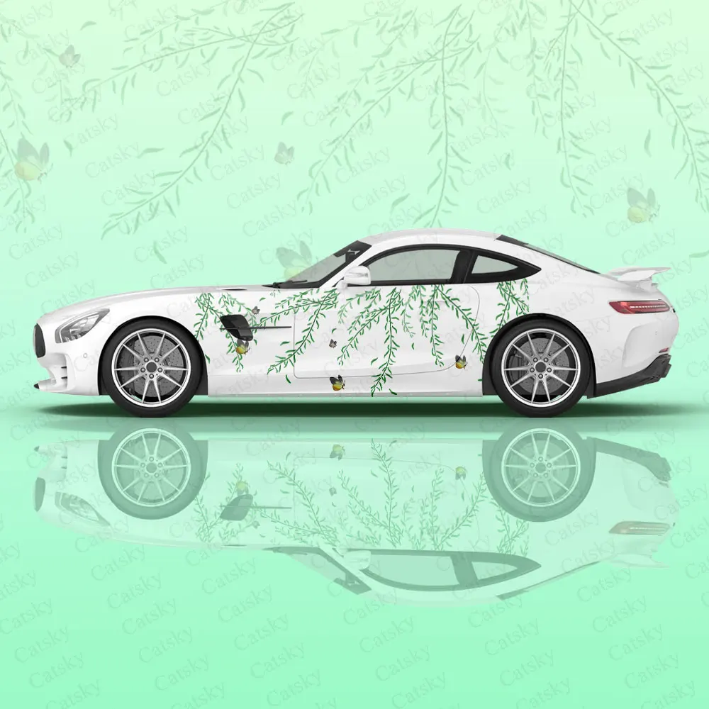 

Swallows Flying Among The Willow Branches Car Body Stickers Itasha Vinyl Car Side Decal Sticker Car Body Sticker Decor Stickers