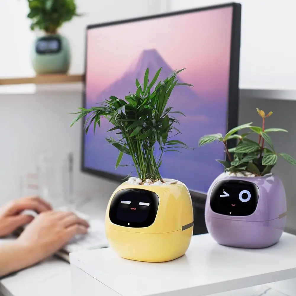 Robot Guidance Smart Plant Pot Rich Expression Automatic Water Absorption Plant Robot Vases Electronic Pet Creative