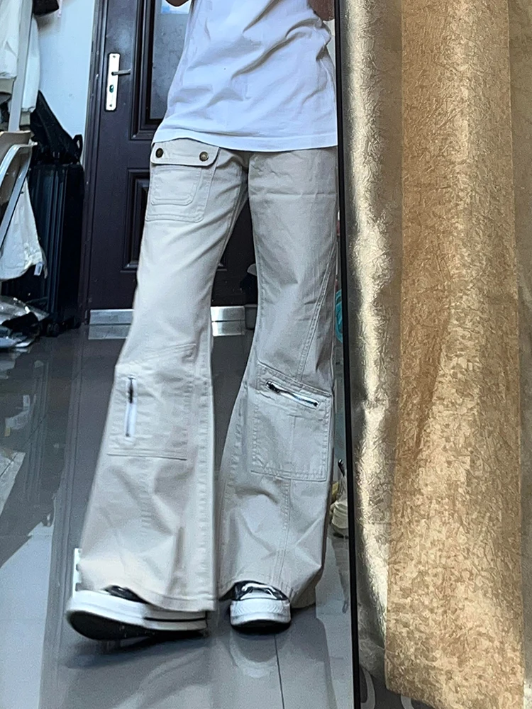 

Джинсы-клеш с низкой посадкой для женщин, осенне-зимние, с высокой талией, прямые брюки, длинные, в пол, с дизайном «коса»