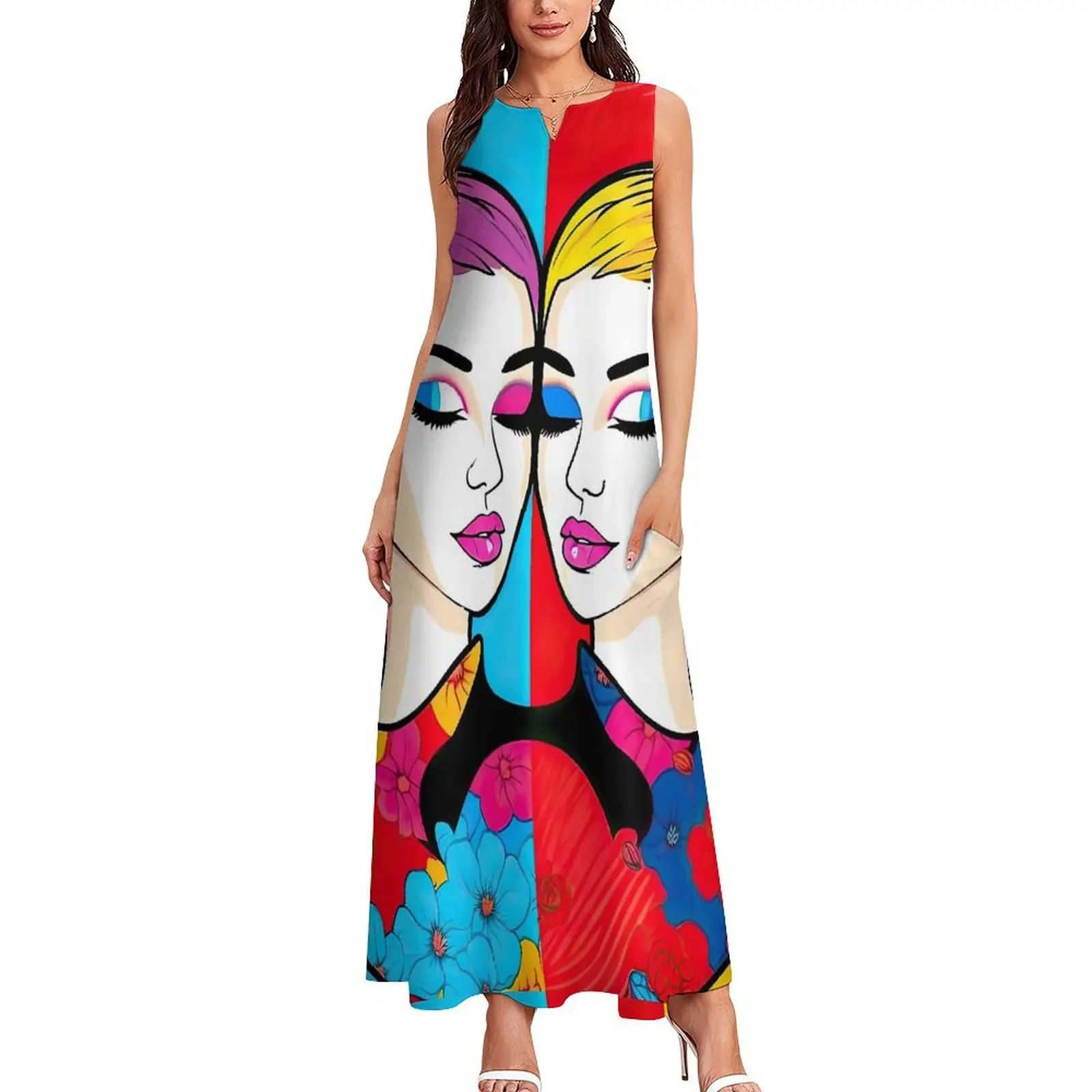 Cartoon Character Lady Dress Spring Anime Style Fashion Bohemia Long Dresses Female Graphic Vintage Maxi Dress Big Size 5XL