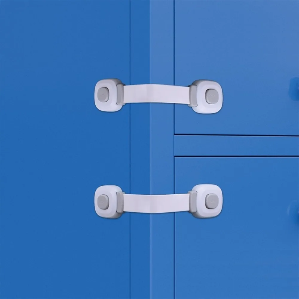 1pc No Drilling Unisex Safety Lock Double Snap Pinch Resistant Cabinet Lock Multiprotective Adhesive Fixation Proof Latch