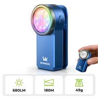 Wurkkos HD03 Clip Light 680LM USB C Rechargeable Pocket Flashlight Mini Spotlight/Flooglight Portable EDC RGB Torch with Magnet