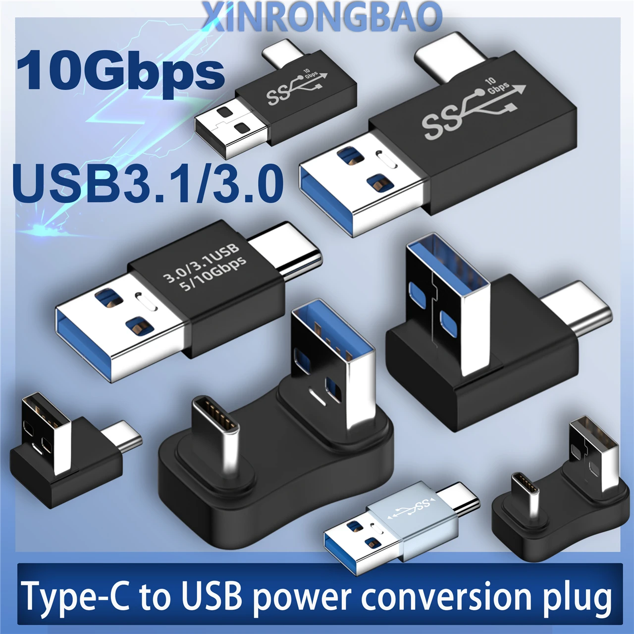 Adaptador usb c otg de cotovelo de 90/180 graus usb c tipo c macho para usb macho conversor em forma de u conector USB-C 3.0 para computador telefone 10g