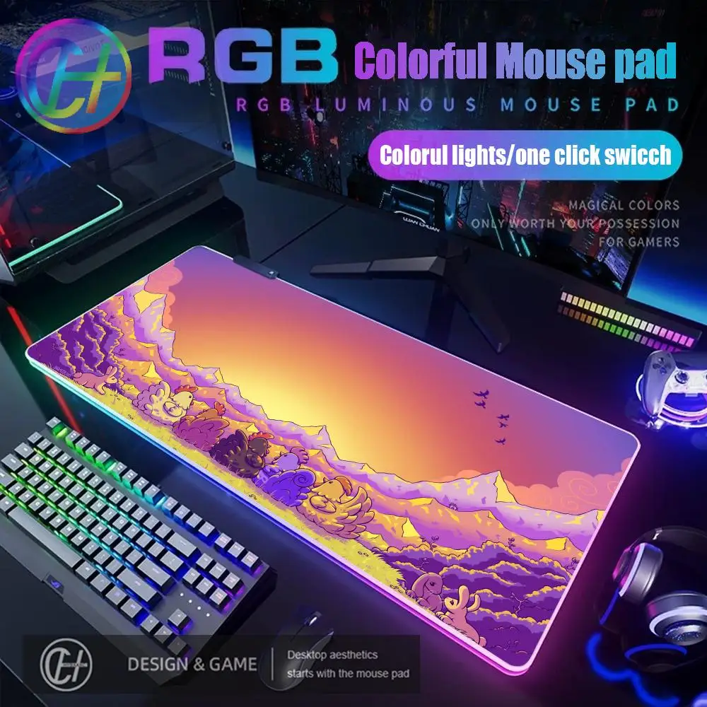 

Pixel Art Kawaii Anime Table Mat PC Stardew Valley Mouse Pad RGB Gaming Mouse Pad Desk Mat HD Gamer Large LED Light XXL MousePad
