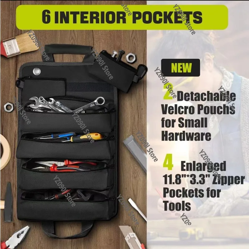 Roll Style Tool Organizer Portable Storage Bag for Electrician Woodworking Auto Hardware Tools