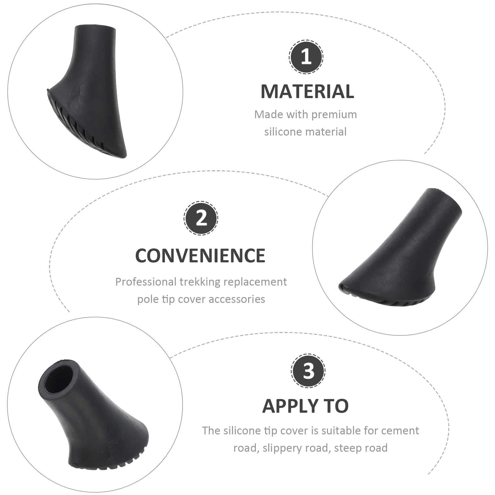 

8pcs Trekking Pole Tips Cover Anti- Silicone Gel Pad Elder Crutches Replacement Accessories Durable Wear-resistant