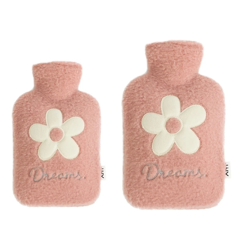 Hot Water Bottle Bag with Flower Pattern Cover PVC Stress Pain Relief Heat Pack Dropsale