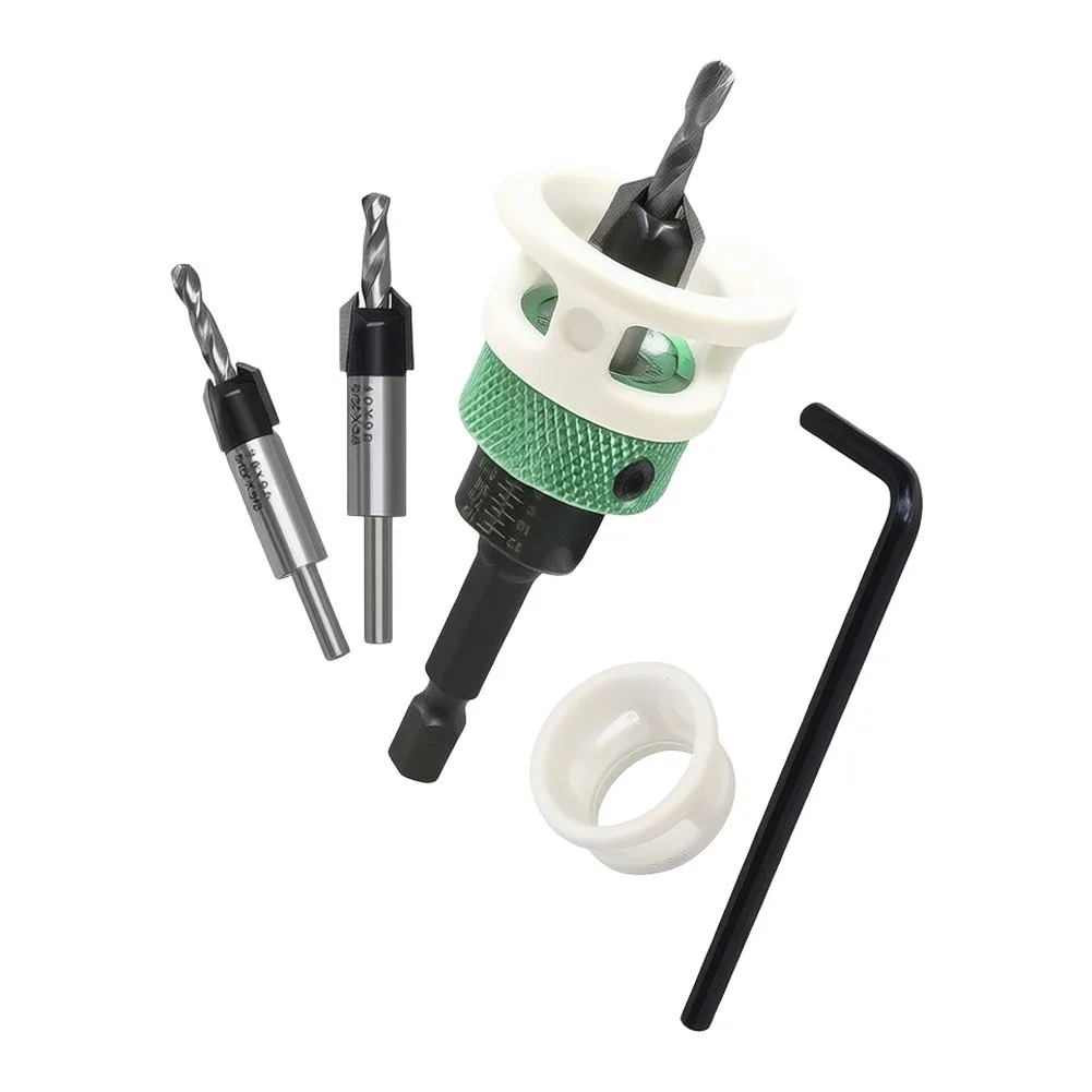 7PCS Countersink Drill Bit Set with Adjustable Depth Stopper for Use in Woodworking Carpentry and General Assembly Tasks