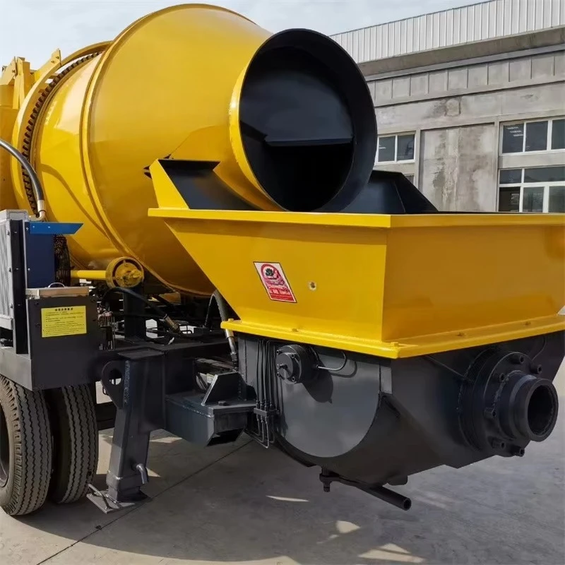 Customzied Mobile Concrete Mixer Pump Trailer 80m Vertical/300m Horizontal Conveying Powered Integrated Mixing Pumping