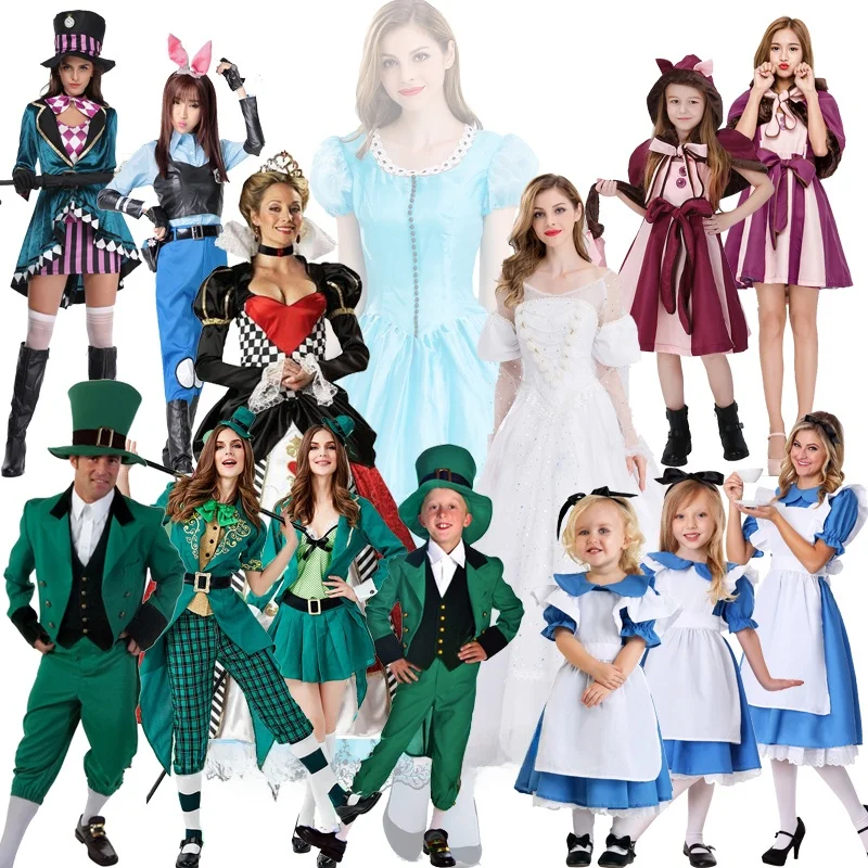 

Alice in Wonderland White Queen Red Heart Queen Cheshire Rabbit Fairy Mad Hatter Performance Costume Unisex Halloween Acc...