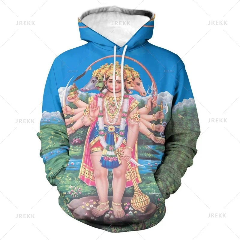 Hinduism Hanuman 3D Printied Hoodies For Men Fashion Casual Long Sleeve Trend Streetwear Pullovers Kids Harajuku Loose Hoody