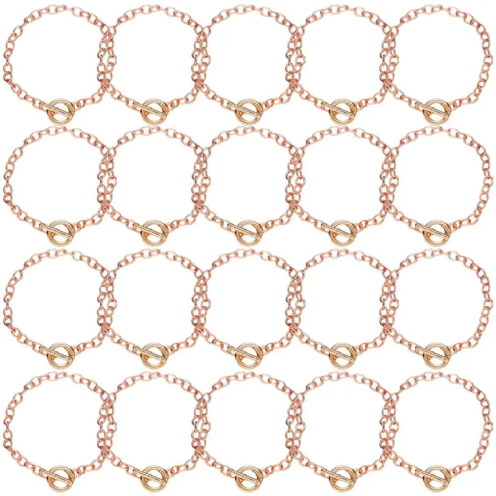 

20 Pcs O-shaped Chain Bracelet Bulk Bracelets Charm Charms Suite Chains Alloy Link Miss Hand Thin