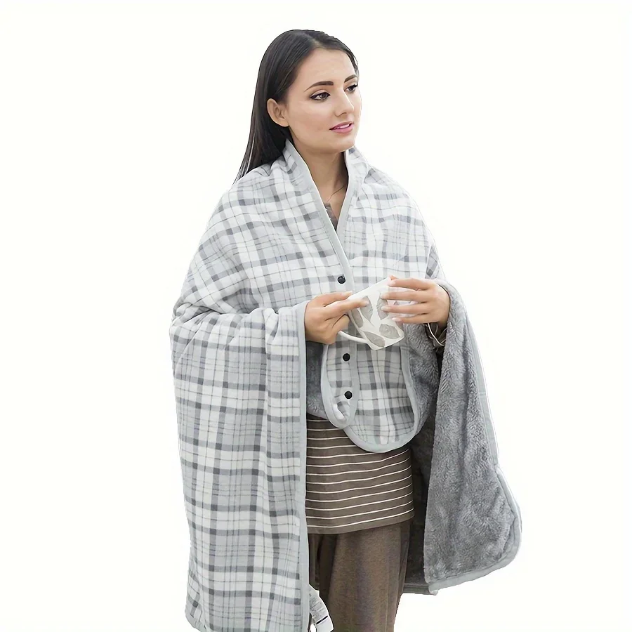 1pc Wearable Blankets Shawl Blanket Flannel Lazy Casual Office Blanket