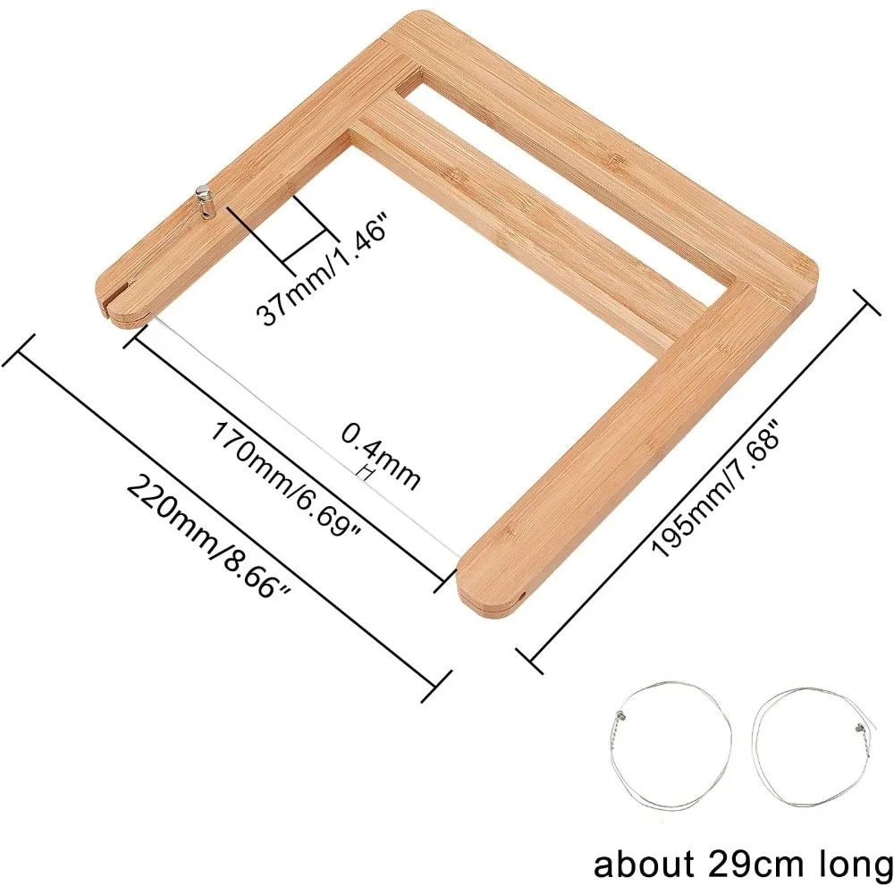 Wire Bamboo Soap Cutter Adjustable Non-Stick Soap Slicer Cutting Tool Loaf Wire String Cutter with 2pcs Wire for Soap Candle