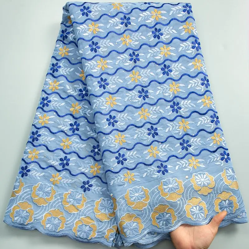 

African Cotton Lace Fabric 2023 High Quality 5Yards Nigerian Lace Fabric Swiss Voile Lace In Switzerland For Party Sewing S3506