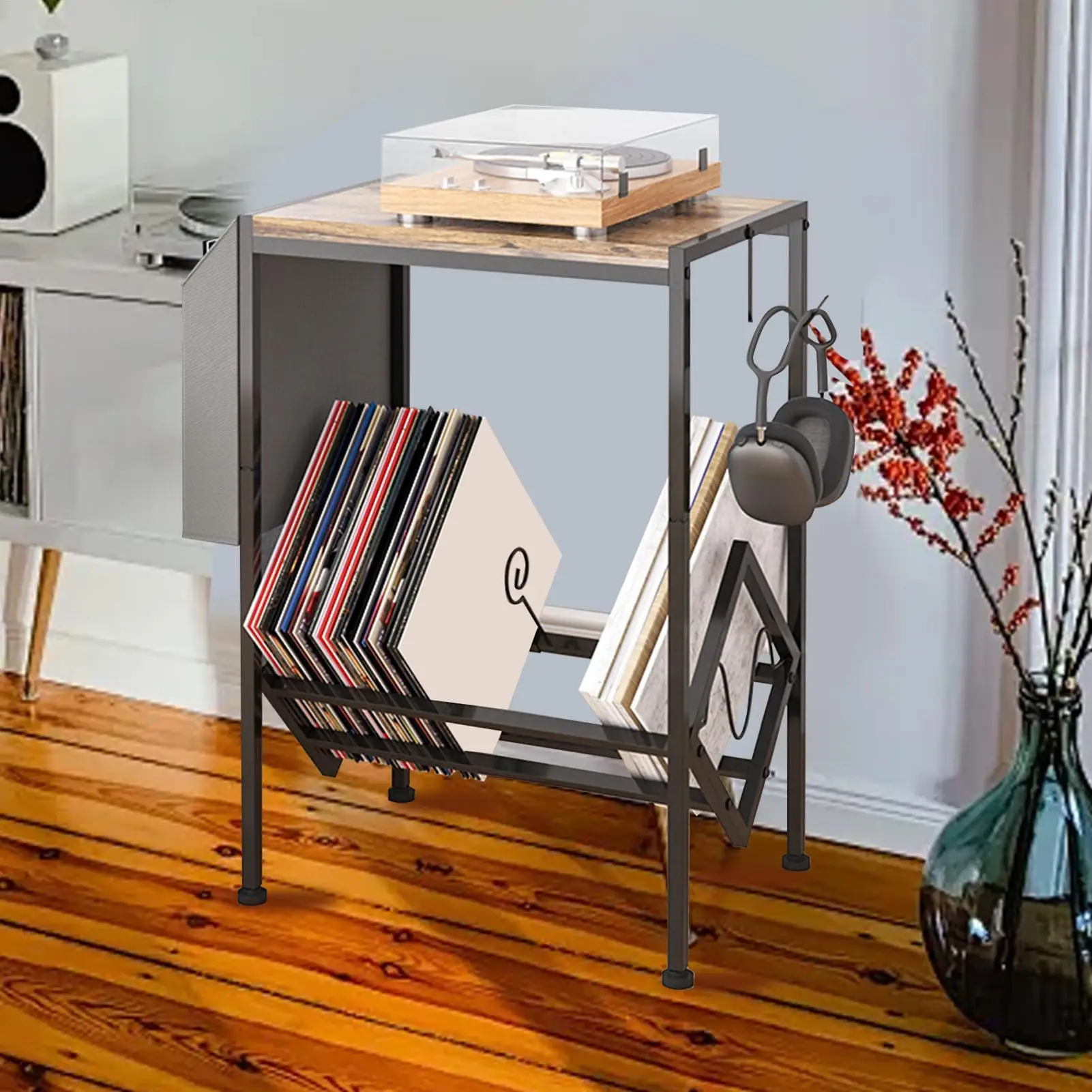 Record Rack 2-Layer Record Mount Music Albums Machine Organizer For Collection Enthusiasts Store Studio Bedroom Living Room