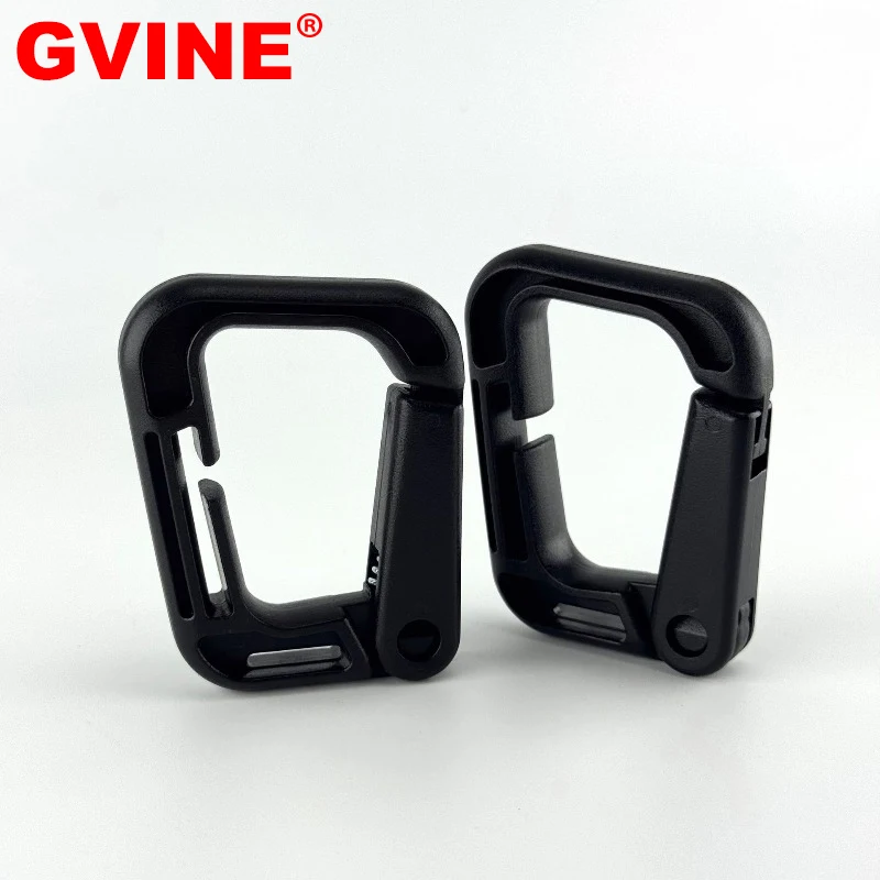 2 Pcs Plastic Tactical D Hook Crimloc Molle Carabiner Snap Hook Ring Buckle for Outdoor Bag Backpack Connection Fastener