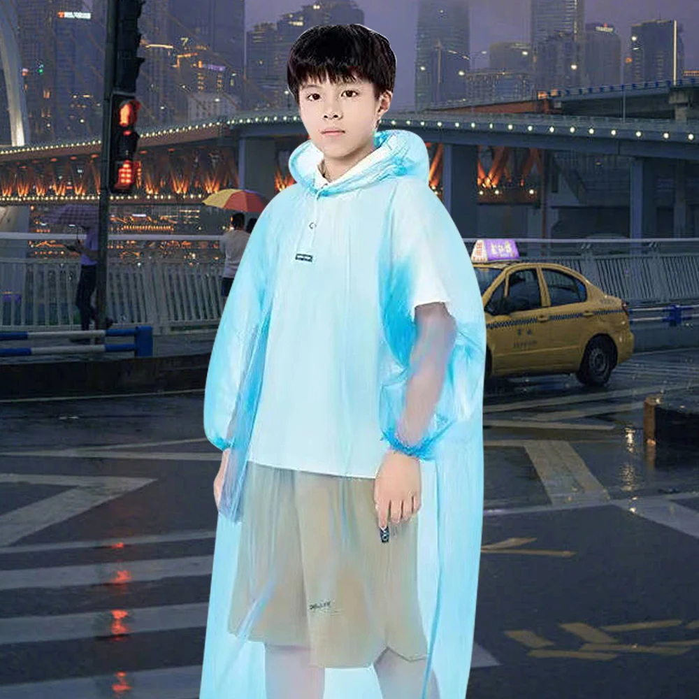 New Vacuum Compression Kids Raincoat Travel Card Packaging One-Piece Raincoat Waterproof Thickened Reusable Poncho Children