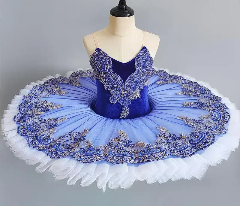 プロのバレエ少女 ブルーピンク パンケーキプリンセス バレエパーティードレス バレエダンスコスチューム