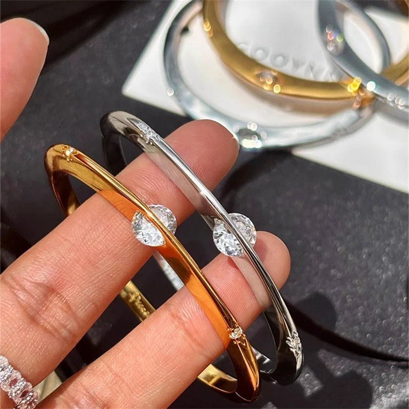 Fashion Shiny Rotatable Zircon Bracelet for Women's Geometric Circle Niche Sweet Exquisite All-match Jewelry Gift