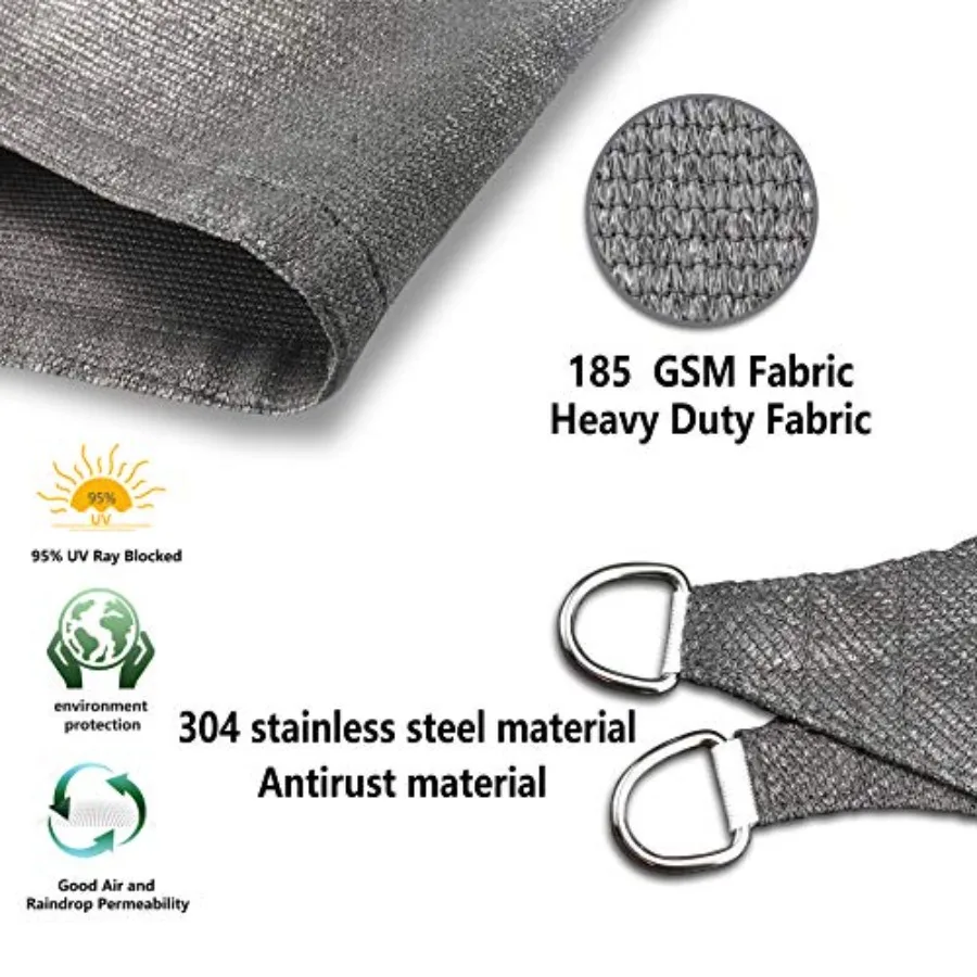 Vela parasol rectangular de 10'x13' con 95 bloqueo UV para patio al aire libre y jardín, solución ideal para toldo para actividades en el patio