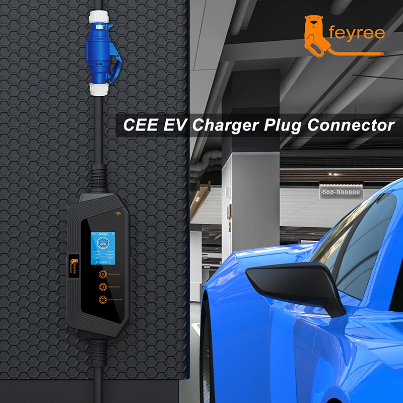 Feyree-estación de carga para vehículos eléctricos, Cable EV de 7kW, 11kW, 22kW, con aplicación de Control WIFI, IEC62196-2, EVSE Wallbox tipo 2