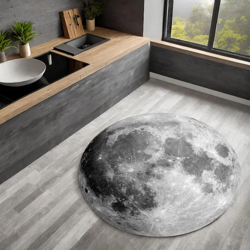 Cartoon Santa Vortex Hole Round Rug 80x80cm Kitchen Winter Doorway Decor