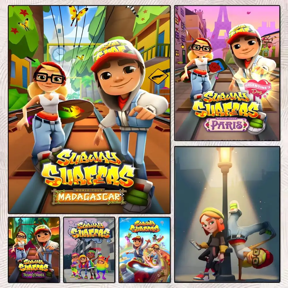 Poster Premium PP Wall Decal - Peel & Stick, HD Print, Waterproof Home Decor Parkour Game Pop-Subway Surfers-Famous