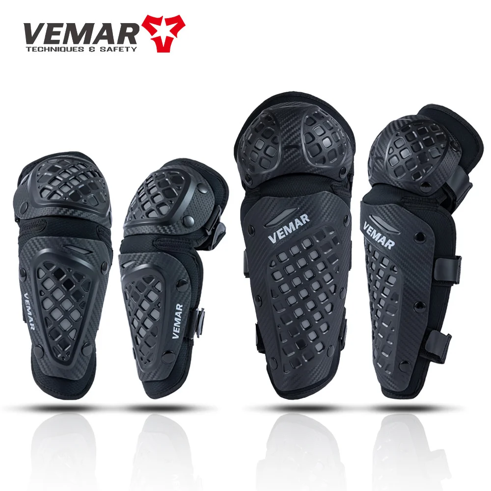 VEMAR 4Pcs/Set Motocross Knee Elbow Protectors Adult Motorcycle Racing Elbow Kneepad Moto Sports DH MTB Cycling Knee Guards