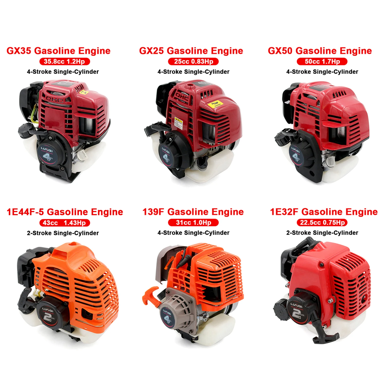 LUSQI Gasoline Engine 2/4 Stroke Single Cylinder Petrol Engine Fit Lawn Mower Brush Cutter Water Pump Fast Logistics Delivery