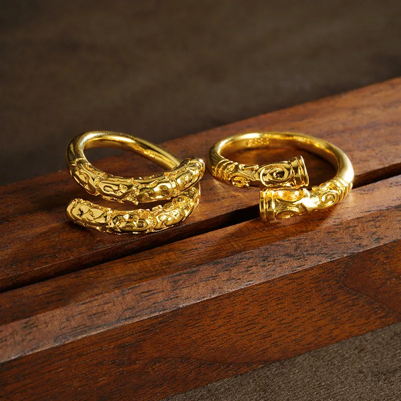 2026 Vietnamese Sand Gold Bracelet Ring Black Myth Wukong Chinese Style Golden Cudgel Tightening Curse Trendy Jewelry Accessorie